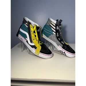 Vans Sk8-Hi Reissue Cap Deconstructed Patchwork Teal Yellow Mens 9 Womens 10.5